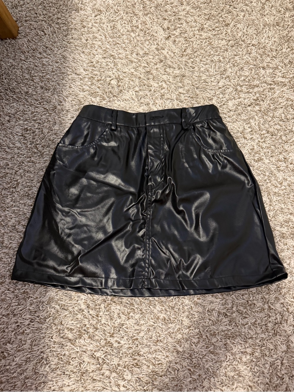 SHEIN Black Faux Leather Mini Skirt